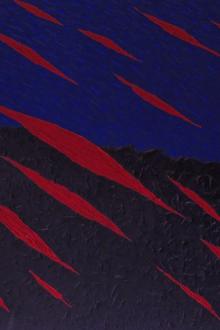 Eruzione, bitume cartapesta olio su tela, cm 150x205, 1990